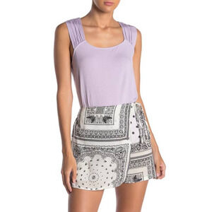 14th & Union Lavender Shirred Shoulder Tank Top Women's